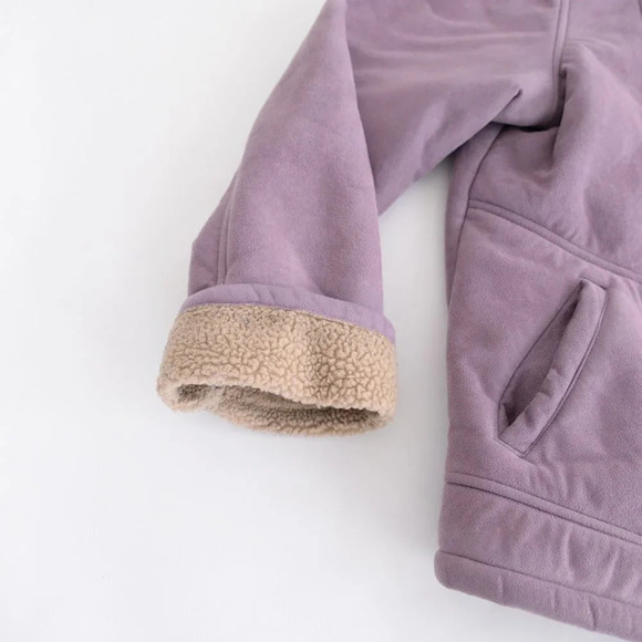 Vintage Cotton Ginny Lilac Faux  Sherpa Jacket Large - Picture 10 of 13